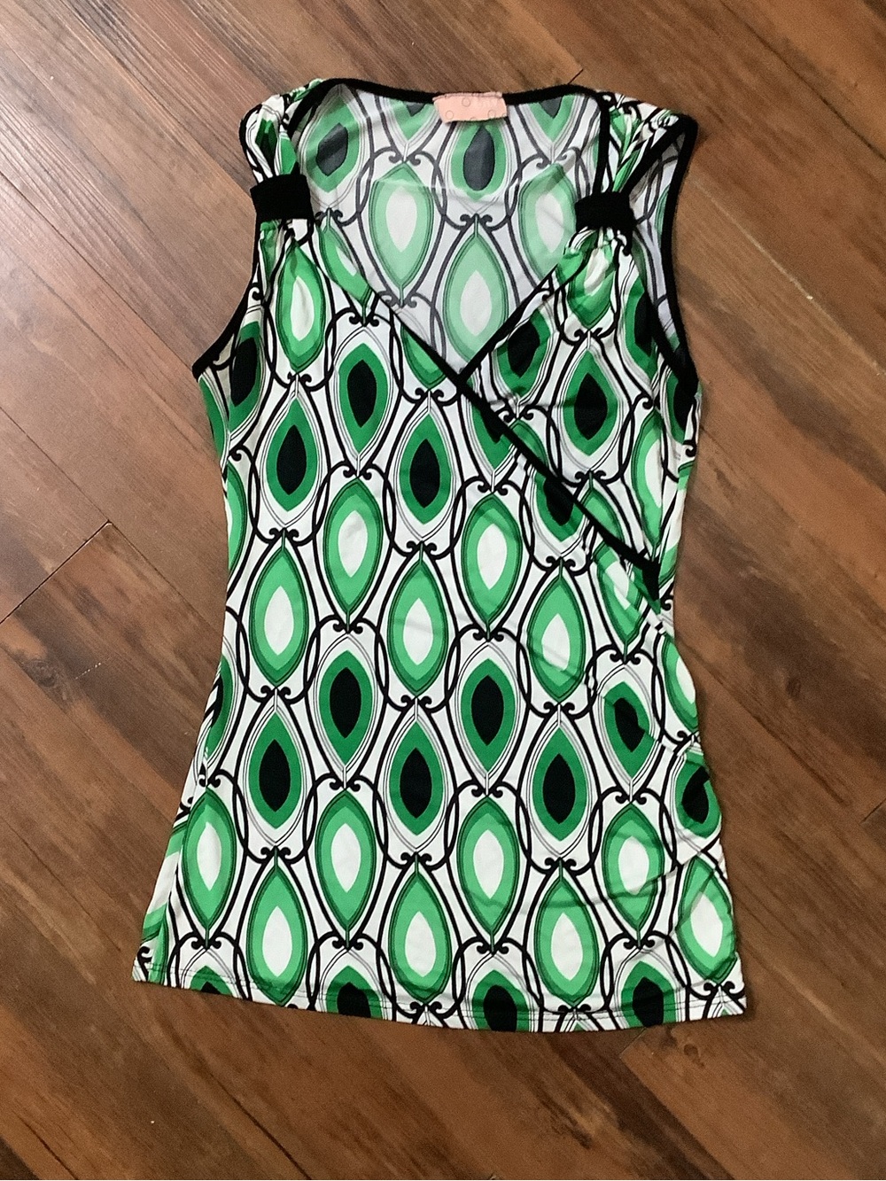 Vintage Y2K Green Geometric Print Crossover Tank Top